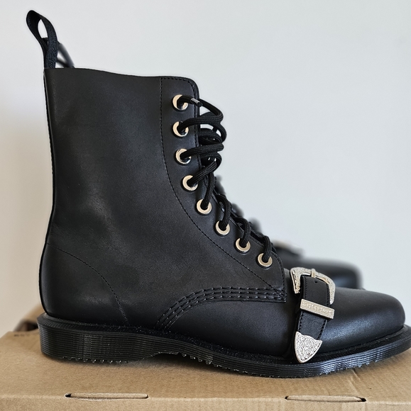 NEW Dr Martens Western Black Cowboy Boots Doc Martins WITH BOX - Picture 2 of 8